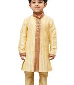 Boys' Gold Cotton Silk Kurta And Pyjama Set
