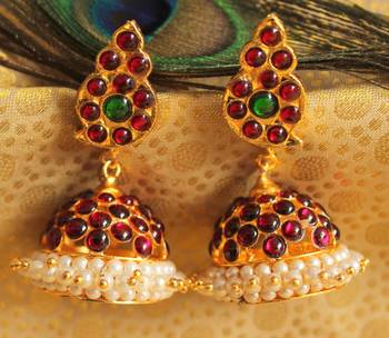 Beautiful Kemp Green Mango Designer Jhumka 1
