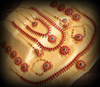 Beautiful Pink Green Designer Bridal Set  1