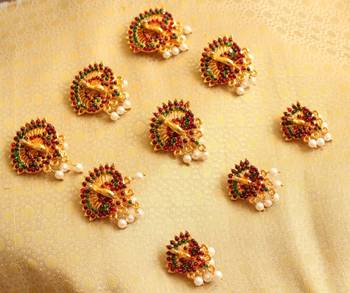 Beautiful Kemp Green Peacock Designer Hair Jewel Set  1