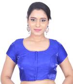 Blue Plain Art Silk Stitched Readymade Blouse