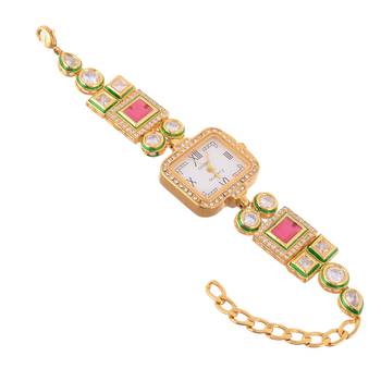 Red Ruby Kundan Wedding Stylish Watch 1