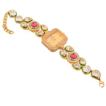 Red Ruby Kundan Wedding Stylish Watch 1