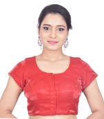 Red Plain Art Silk Stitched Readymade Blouse