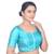 Blue Plain Art Silk Stitched Readymade Blouse