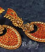 Royalty Colored Crystals, Kundan embedded Golden Earrings 