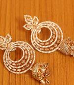 Diamond Look Rose Gold Finish Baguette Studded Earrings