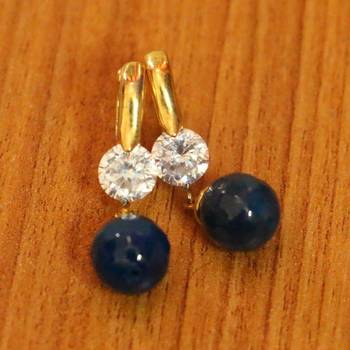 Blue Onyx & Diamond Looksilver Plated Hoops 1