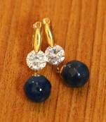 Blue Onyx & Diamond Looksilver Plated Hoops