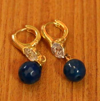Blue Onyx & Diamond Looksilver Plated Hoops 2
