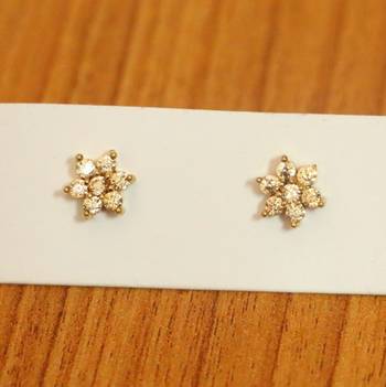 Champagne Colour Flower Gold Plated Studs 1