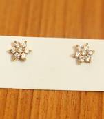 Diamond Look Flower Pattern Gold Plated Studs