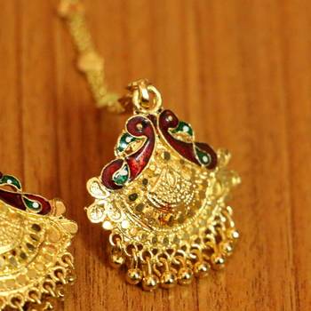 Peacock Pattern Gold Look Studs 2