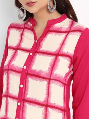 Pink printed rayon kurti 2