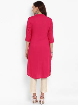 Pink printed rayon kurti 3