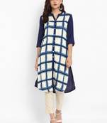 Navy-blue printed rayon kurti