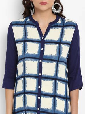 Navy-blue printed rayon kurti 2