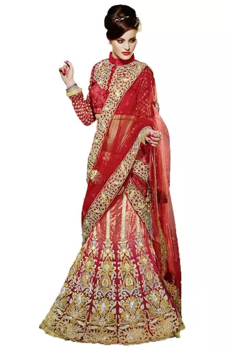 Multicolor Lehenga With Dupatta Net Embroidered And Stone Work Unstitched