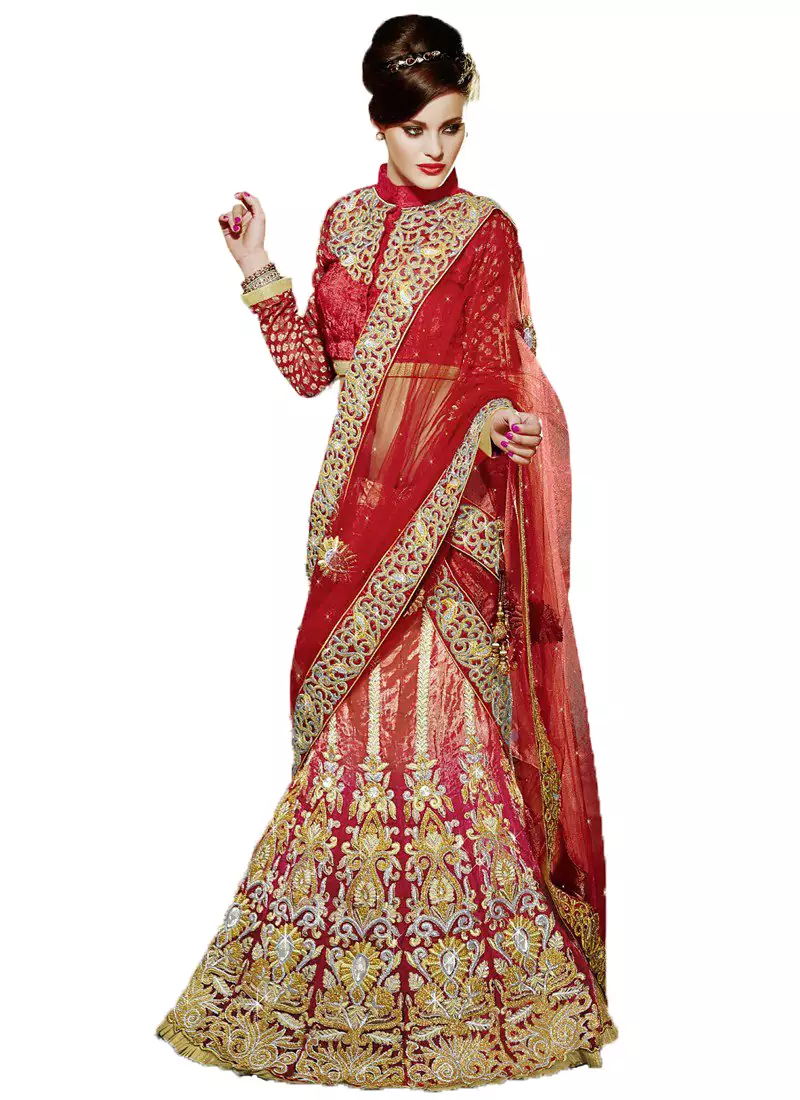Multicolor Lehenga With Dupatta Net Embroidered And Stone Work Unstitched