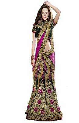 Multicolor Velvet And Dupatta Net Patch Work And Stone Work Unstitched Lehenga Choli 1
