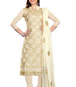 White Embroidered Chanderi Salwar With Dupatta