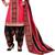 Pink printed cotton unstitched salwar with dupatta