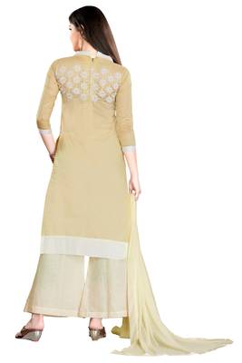 Beige Embroidered Chanderi Salwar With Dupatta 2