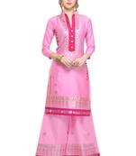 Pink Embroidered Cotton Salwar With Dupatta