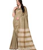 Beige printed with jhallar bhagalpuri saree with blouse
