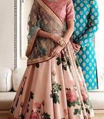 Light Pink Embroidered Silk Unstitched Lehenga