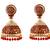 FireWorks Ethnic Indian Big Red and White Jhumka Earrings with Golden Detailing and Red Beads