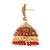 FireWorks Ethnic Indian Big Red and White Jhumka Earrings with Golden Detailing and Red Beads