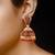 FireWorks Ethnic Indian Big Red and White Jhumka Earrings with Golden Detailing and Red Beads