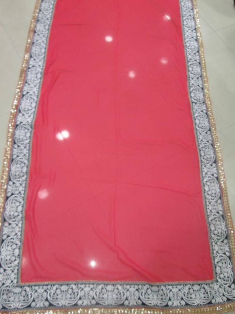 pink color plain georgette fabric bollywood style saree with blouse piece