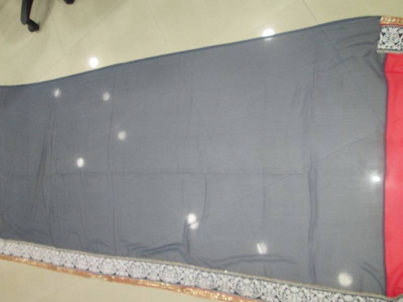 pink color plain georgette fabric bollywood style saree with blouse piece