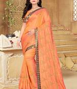 Orange Embroidered Art Silk Saree With Blouse