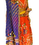 Multicolour Blue Orange navratri mirror work Kutch lehenga choli blouse and dupatta
