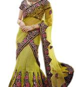 Multicolor Net And Brocade And Dupatta Net Embroidered And Stone Work Unstitched Lehenga Choli