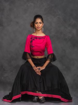 Black embroidered net stitched lehenga with dupatta 1