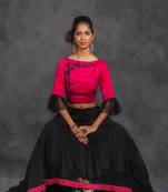 Black embroidered net stitched lehenga with dupatta