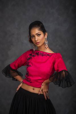 Black embroidered net stitched lehenga with dupatta 2