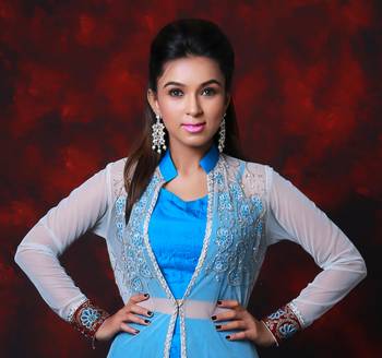 Blue embroidered art silk stitched lehenga with dupatta 3