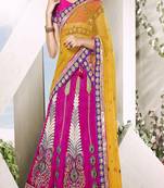 Multicolor Art Silk And  Dupatta Net Patch Work And Stone Work And Zari Work Unstitched Lehenga Choli