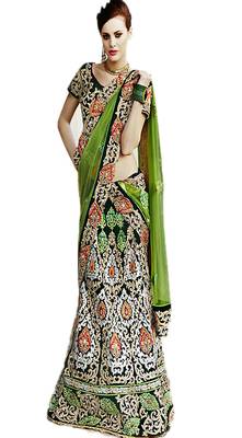 Multicolor Velvet  And Dupatta  Net Embroidered Work Unstitched Lehenga Choli 3