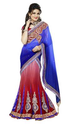 Multicolor Net And Net Jequard And Dupatta Net And Inner Satin Patch Work And Zari Work Unstitched Lehenga Choli 1