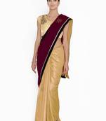 Chhabra 555  Burgundy Embellished velvet Half and Half saree with blouse