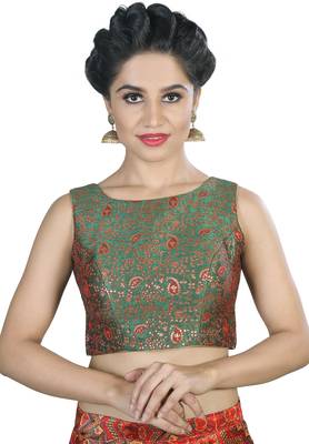 Women's Green Color Brocade Readymade Blouse 1