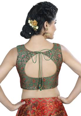 Women's Green Color Brocade Readymade Blouse 2