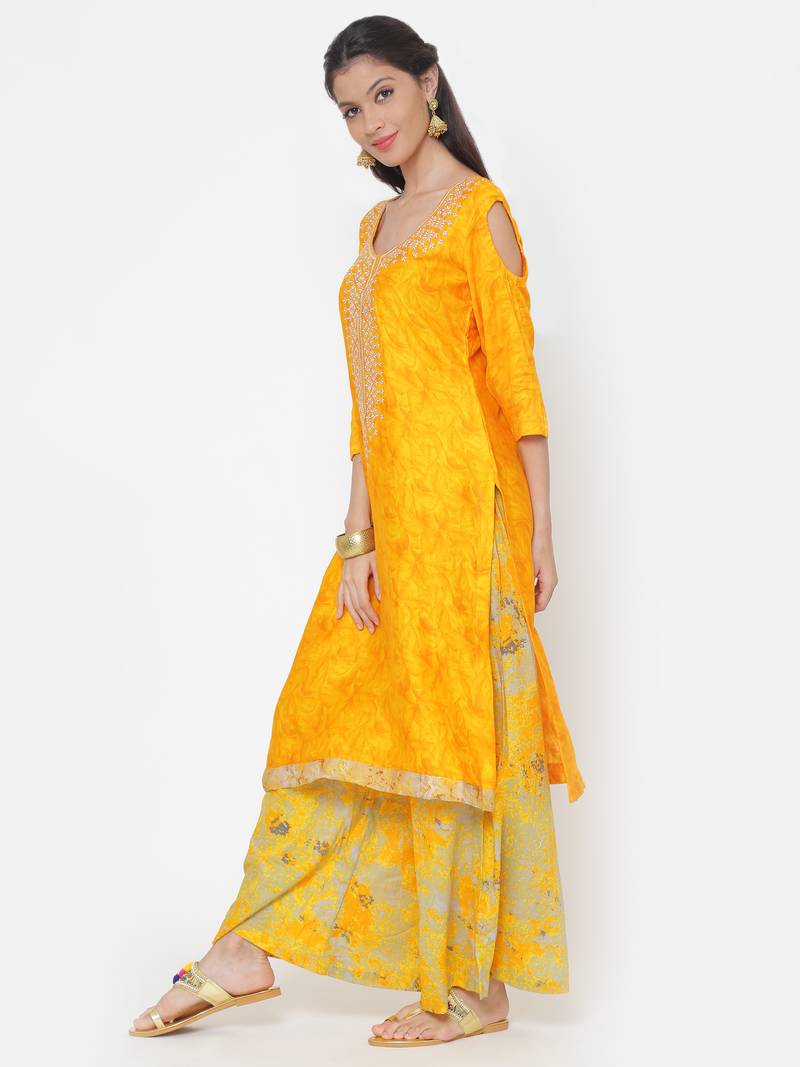 chhabra 555 Yellow thread embroidery unstitched lehariya salwar kameez