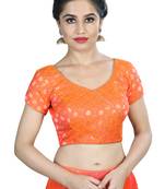 Women's Orange Color Brocade Readymade Blouse